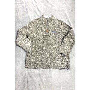 USA Palm Reversible 1/4 Zip Pullover Women Large Sherpa Gray Black L/XL